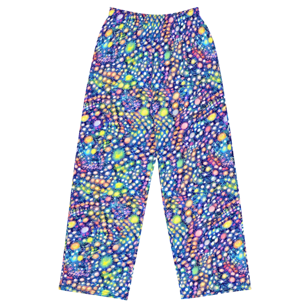 Neon Pebble Garden on Wide-Leg Pants — Front