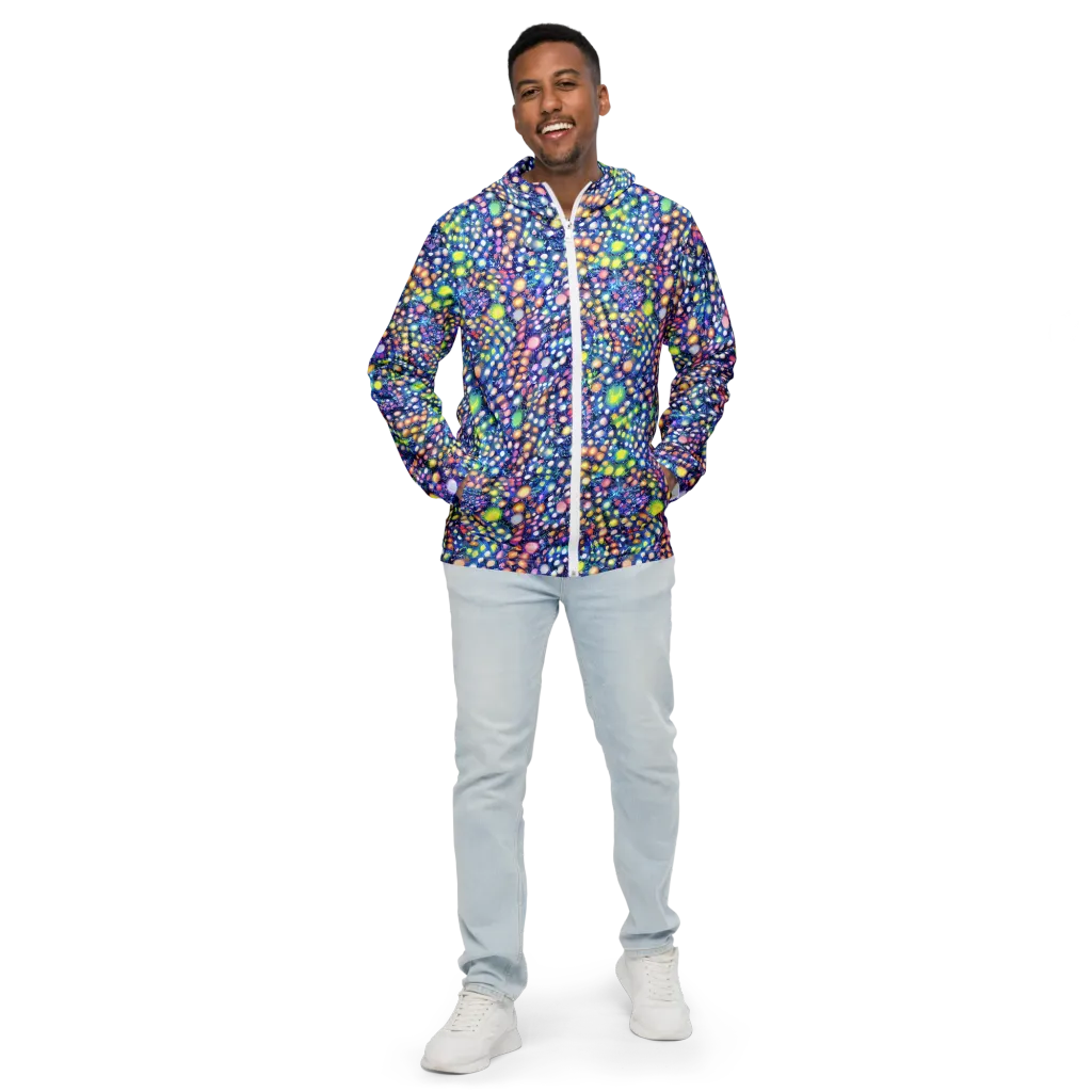Neon Pebble Garden on Men's Windbreaker — Front