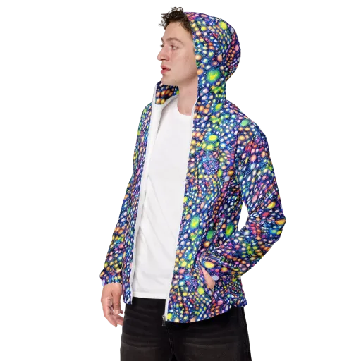 Neon Pebble Garden on a Men's Windbreaker