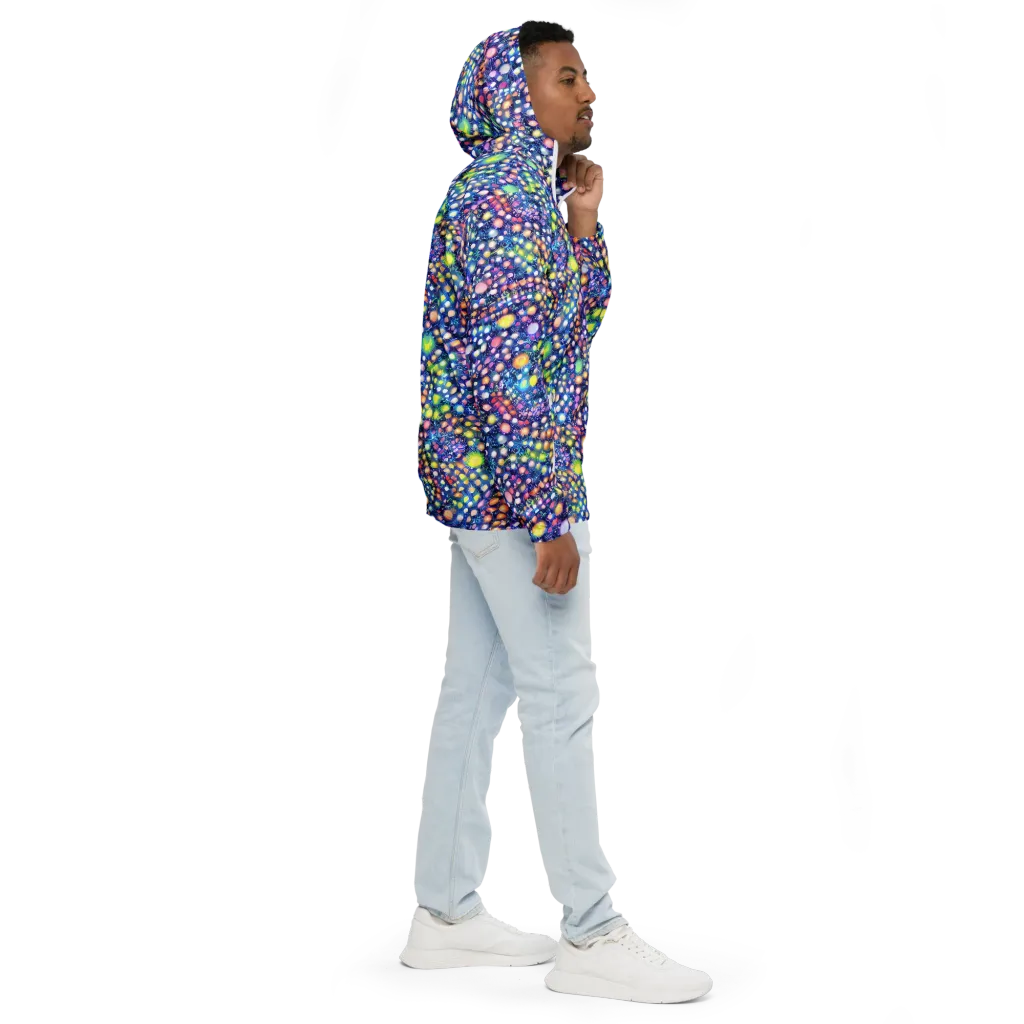 Neon Pebble Garden on Men's Windbreaker — Right