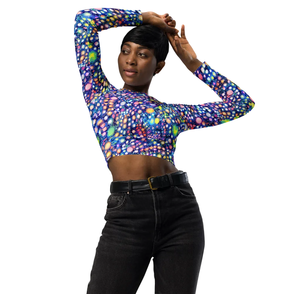 Neon Pebble Garden on Long Sleeve Crop Top — Front