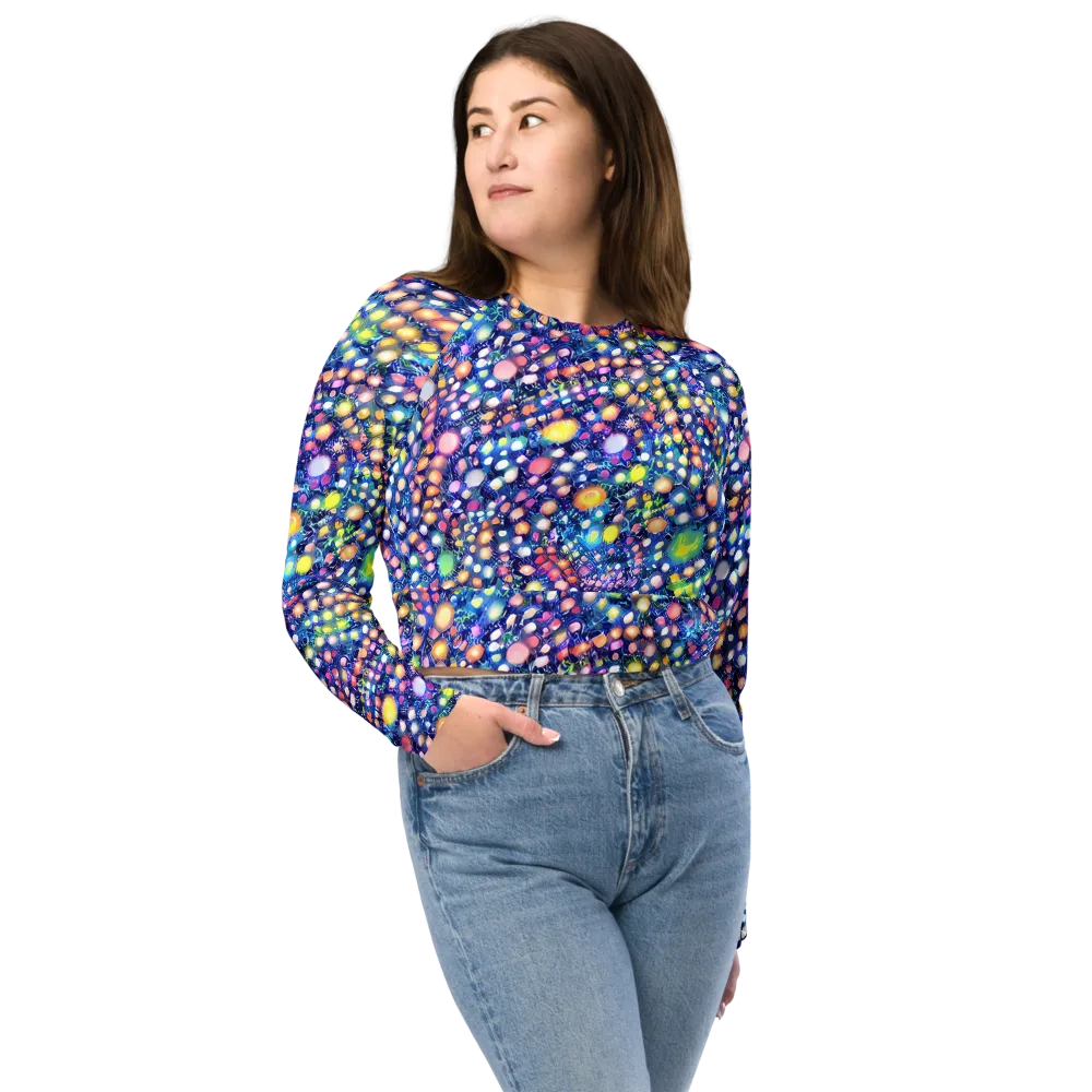 Neon Pebble Garden on Long Sleeve Crop Top — Front