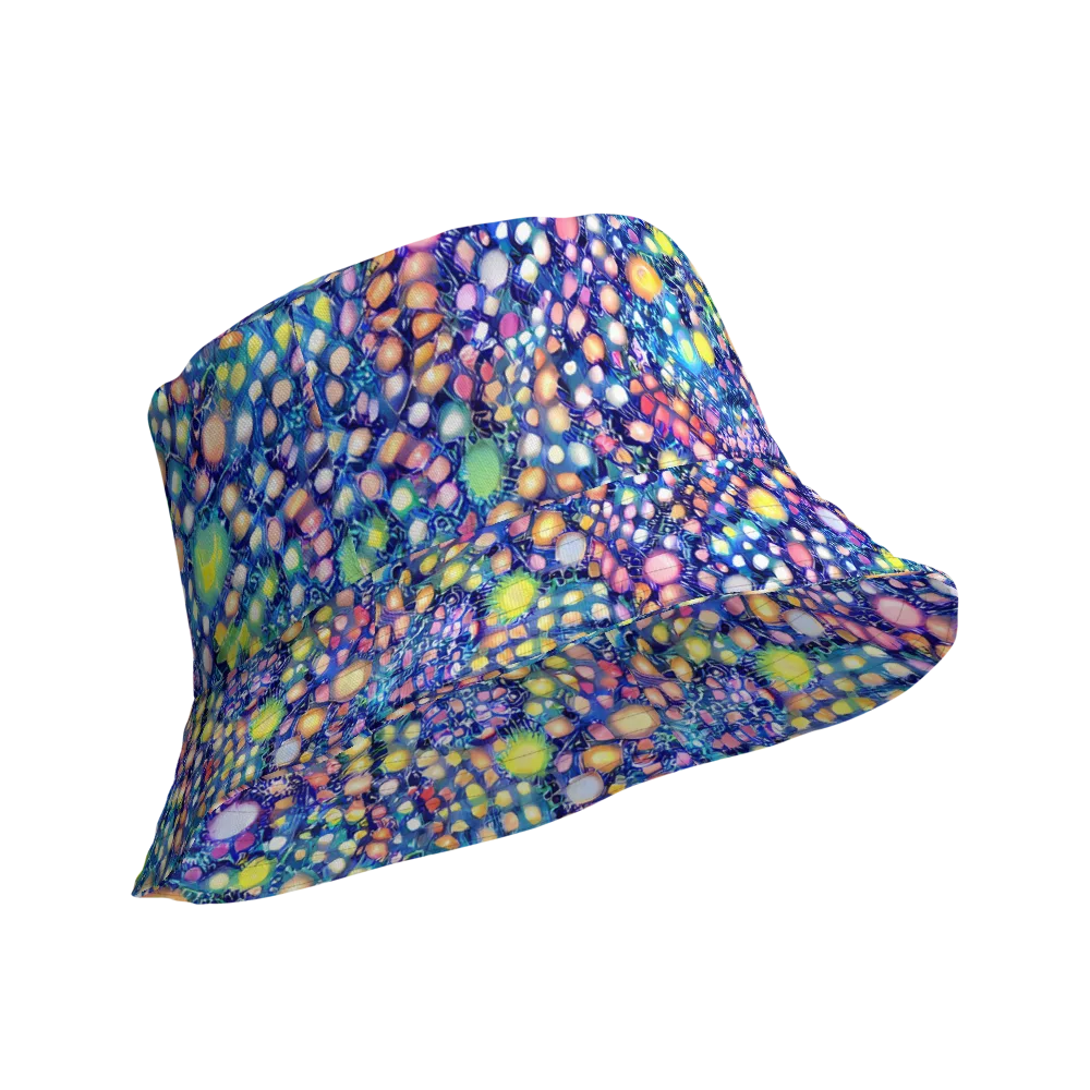 Neon Pebble Garden on Reversible Bucket Hat — Product details Outside