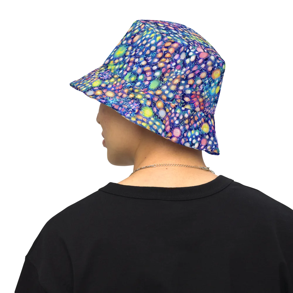 Neon Pebble Garden on Reversible Bucket Hat — Back Inside
