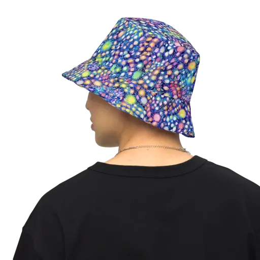 Neon Pebble Garden on a Reversible Bucket Hat