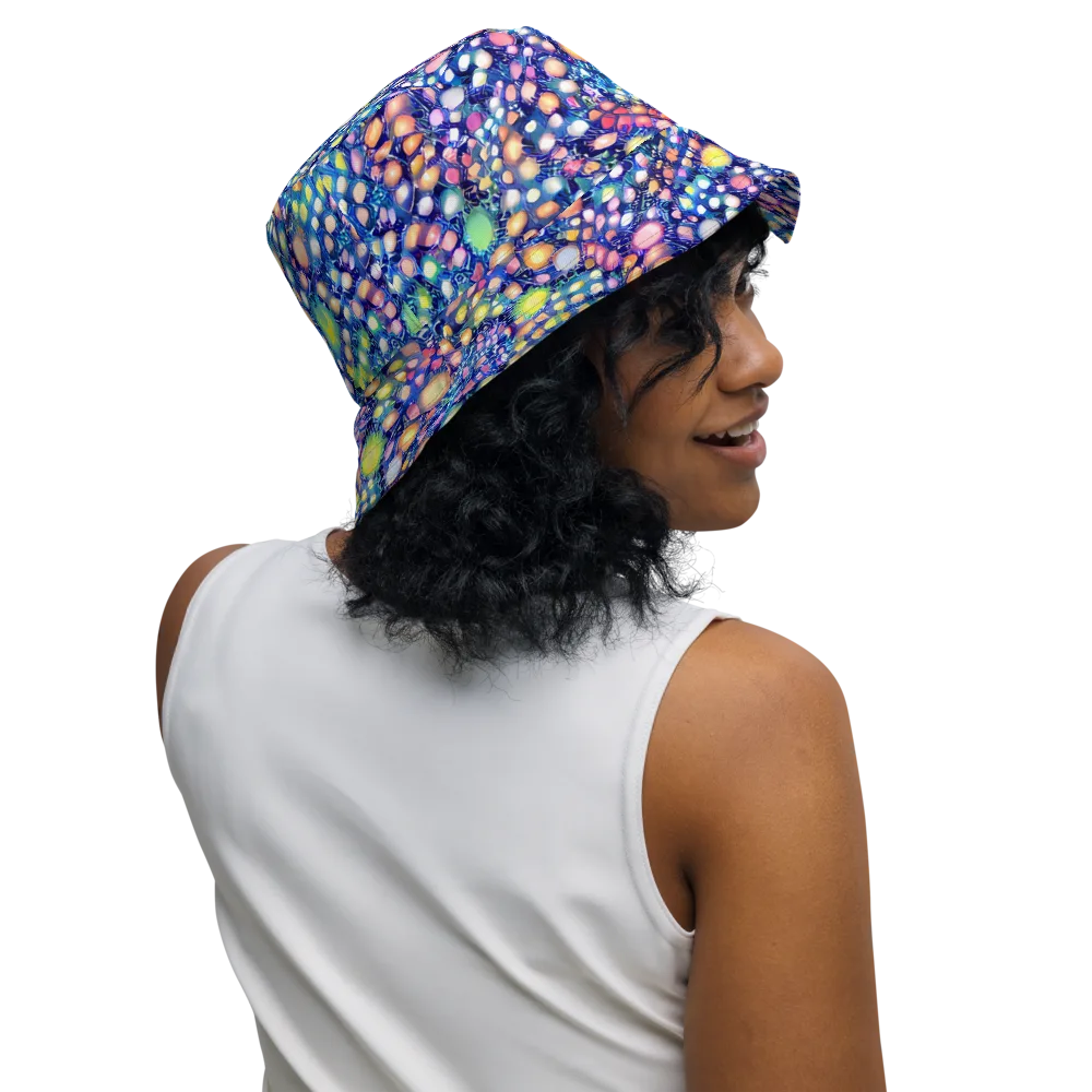 Neon Pebble Garden on Reversible Bucket Hat — Right Outside