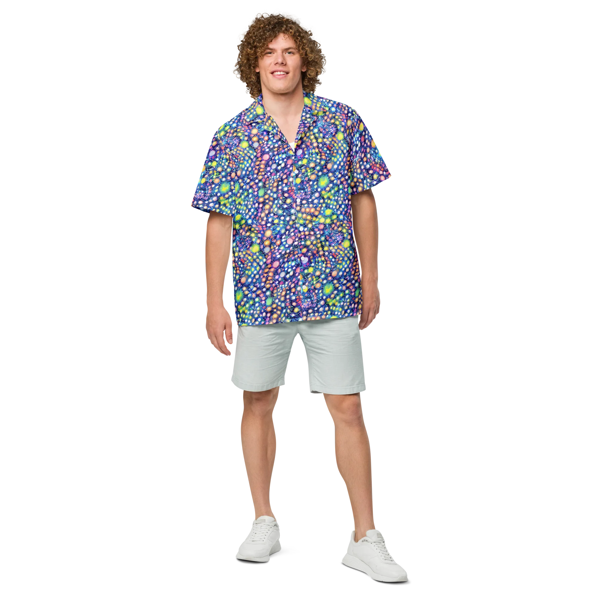 Neon Pebble Garden on Button Shirt — Front