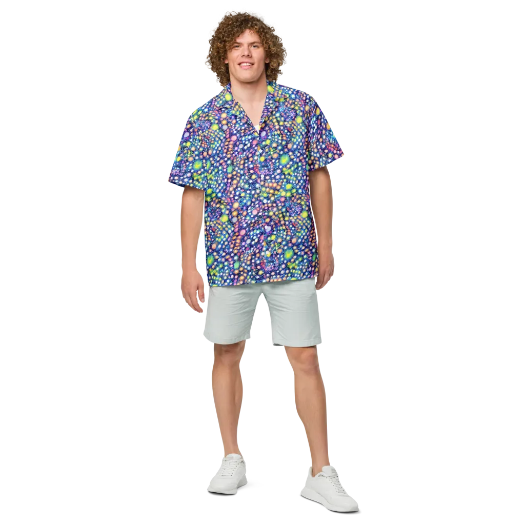 Neon Pebble Garden on Button Shirt — Front