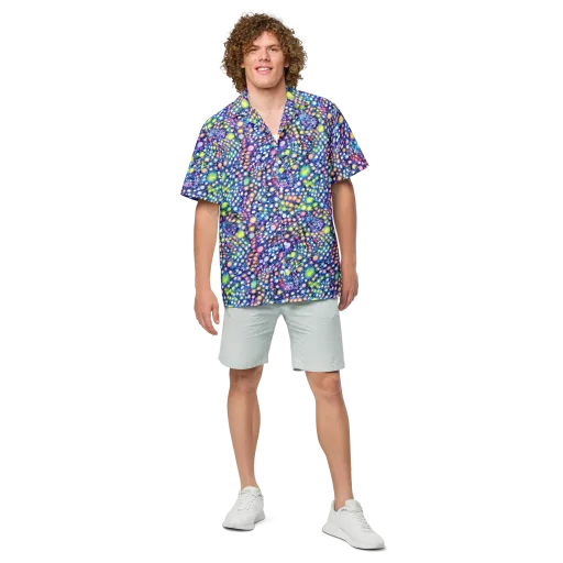 Neon Pebble Garden on a Button Shirt