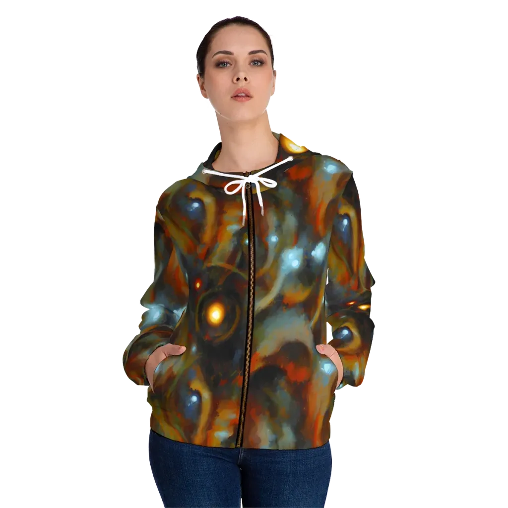 Astral Furnace on Women's Full-Zip Hoodie — Front On Person