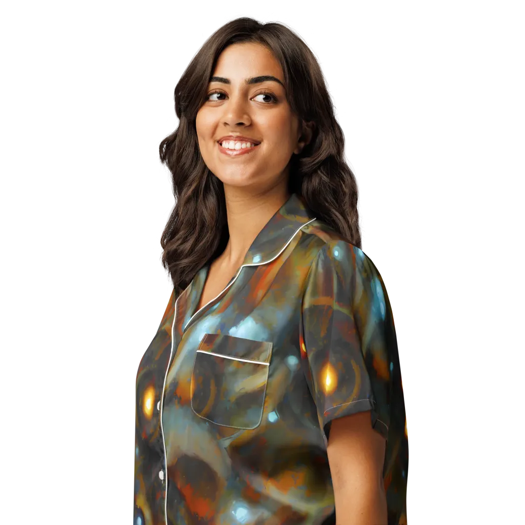 Astral Furnace on Women's Short Sleeve Pajama Top — Left Front