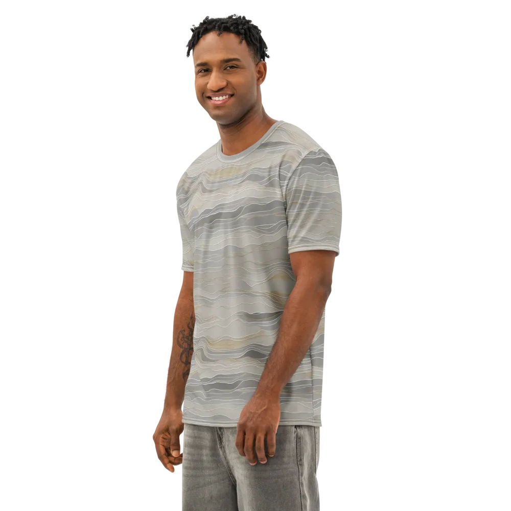 Silk Current on Men's Cotton Crew Neck T-Shirt — Left Front