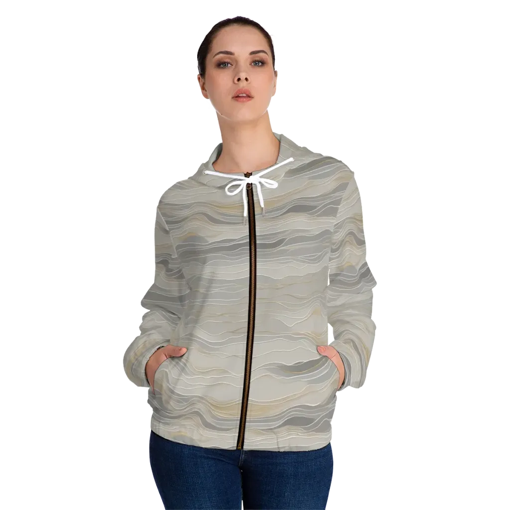 Silk Current on Women's Full-Zip Hoodie — Front On Person