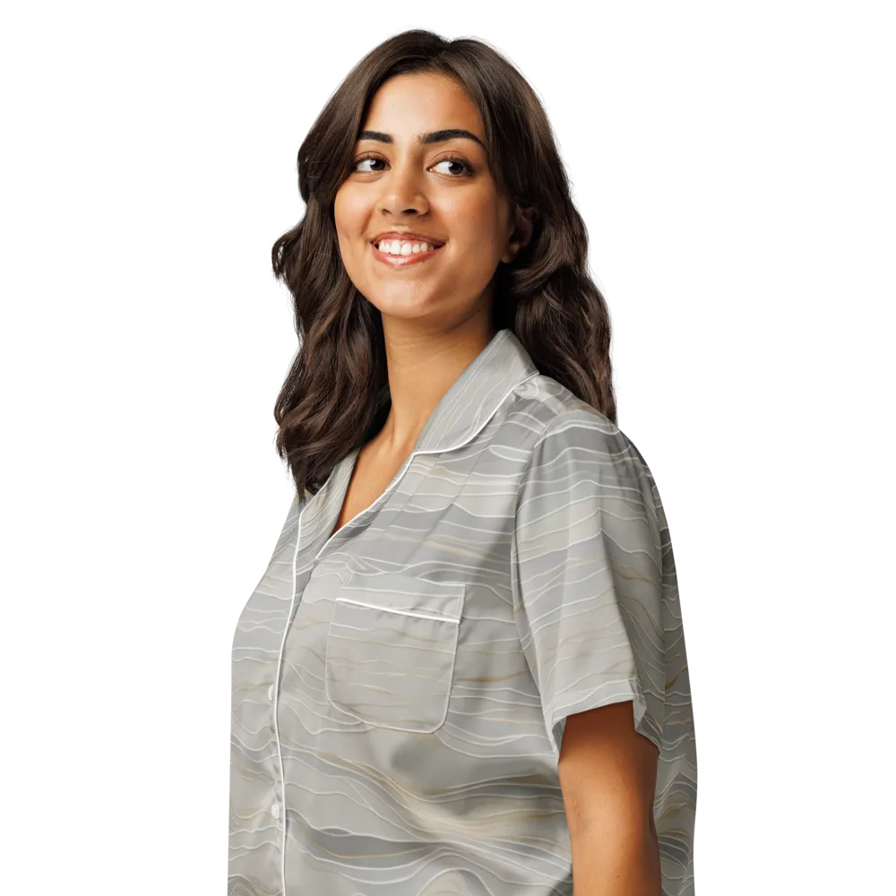 Silk Current on Women's Short Sleeve Pajama Top — Left Front
