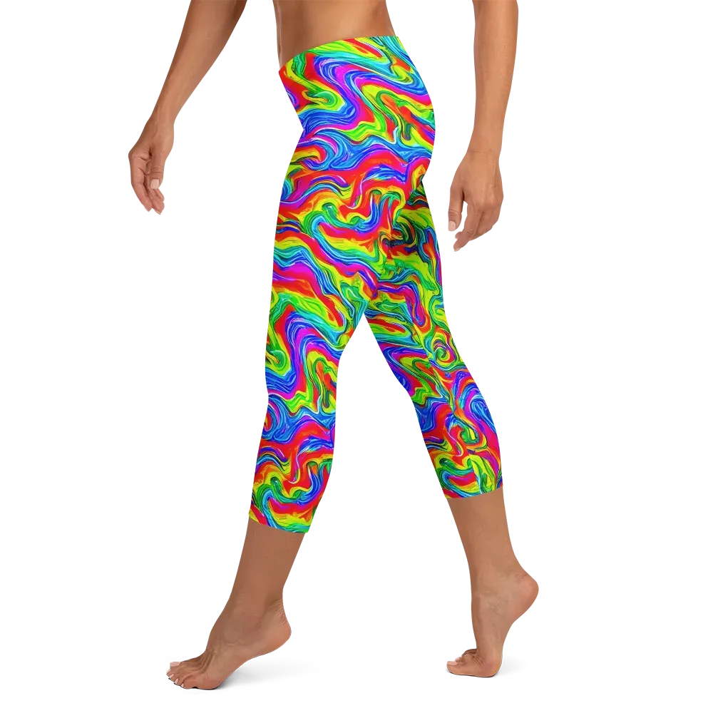 Color Storm on Capri Leggings — Left