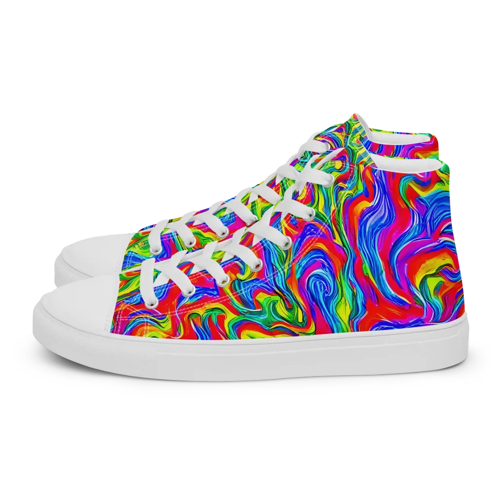 Color Storm on Men's High Top Canvas Shoes — Left