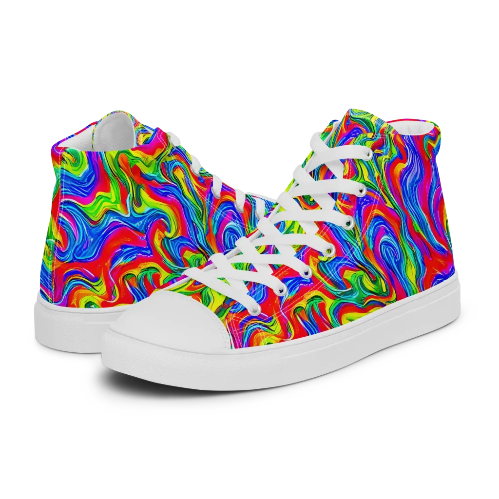 Color Storm on Men's High Top Canvas Shoes — Left
