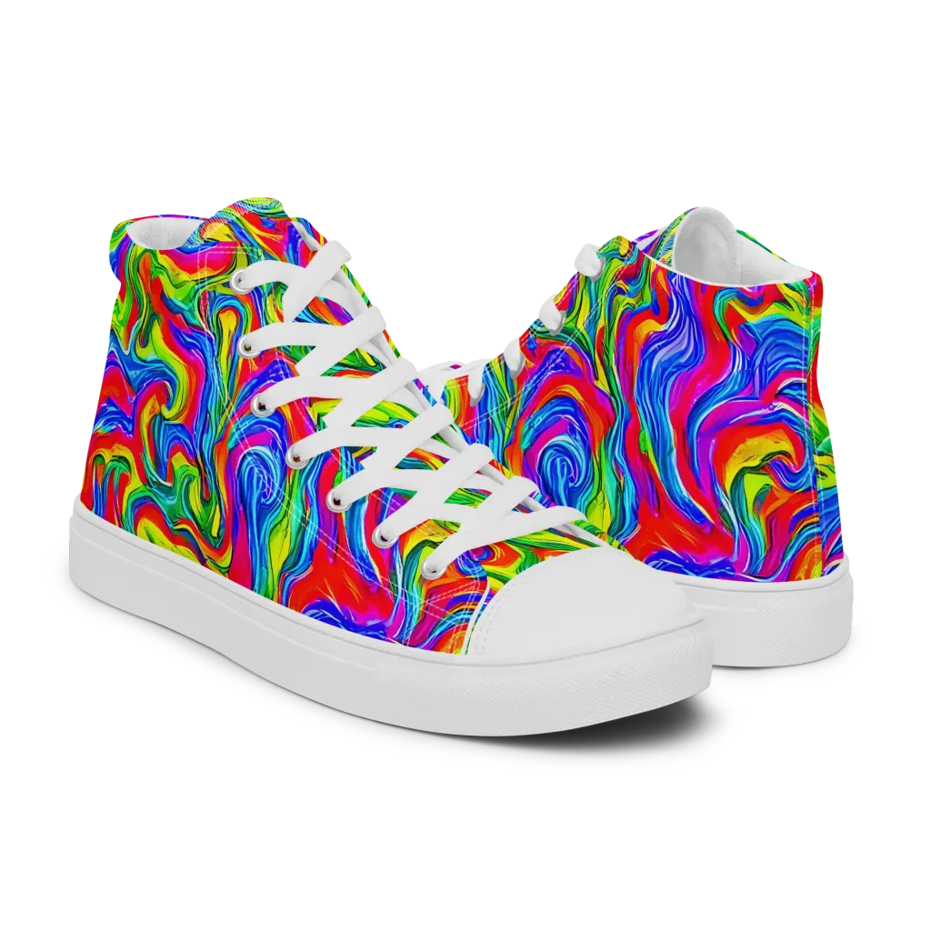 Color Storm on Men's High Top Canvas Shoes — Right