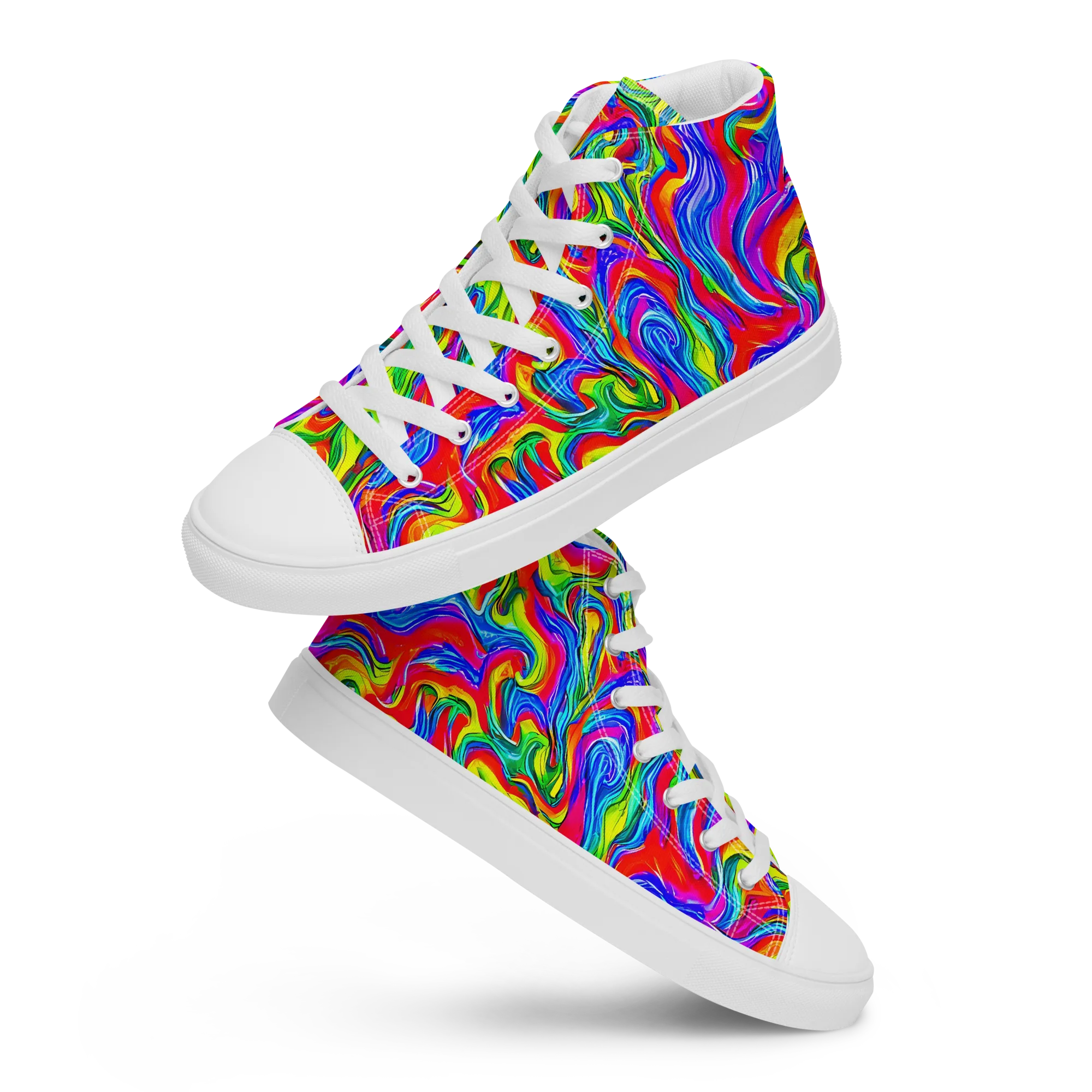 Color Storm on Men's High Top Canvas Shoes — Front