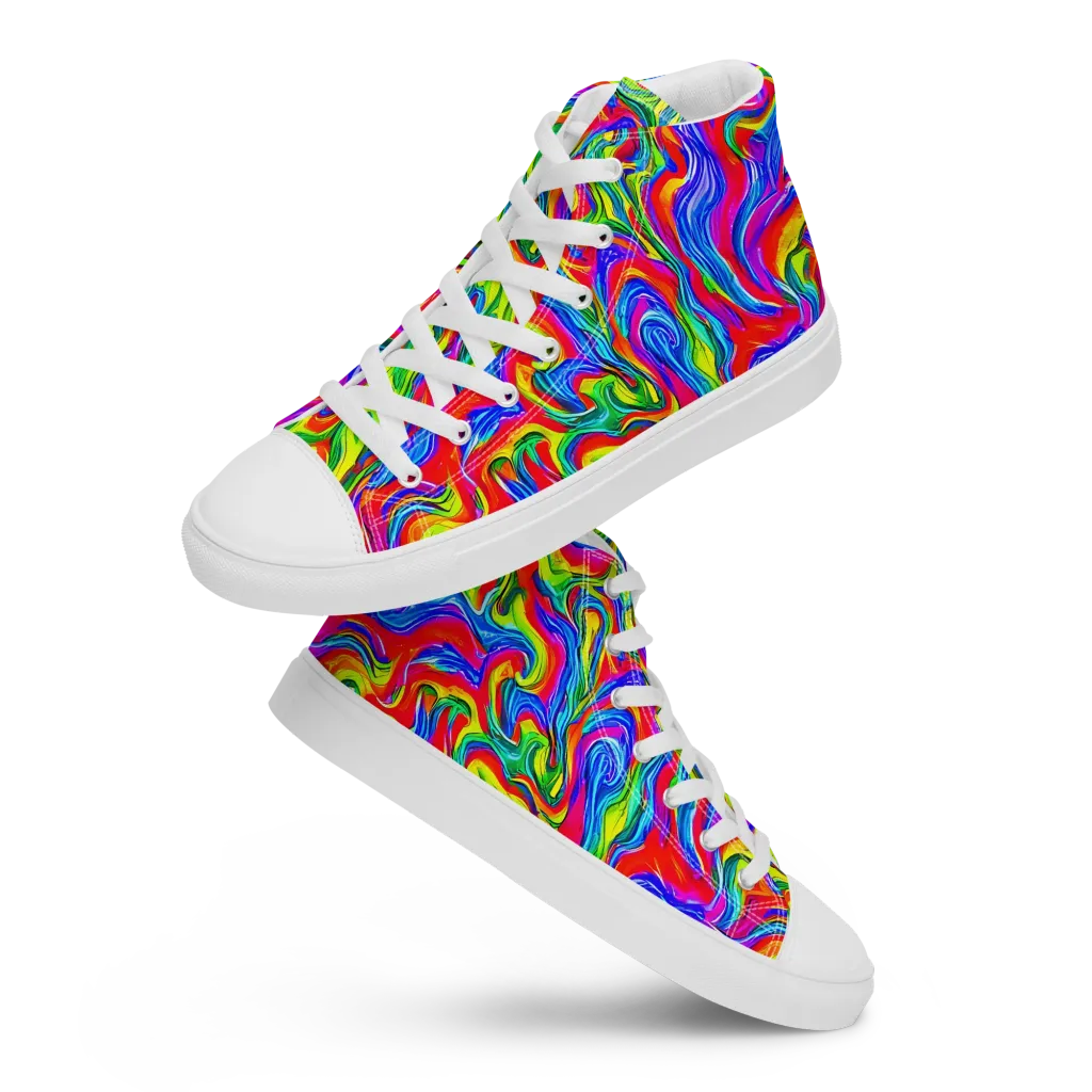Color Storm on Men's High Top Canvas Shoes — Front