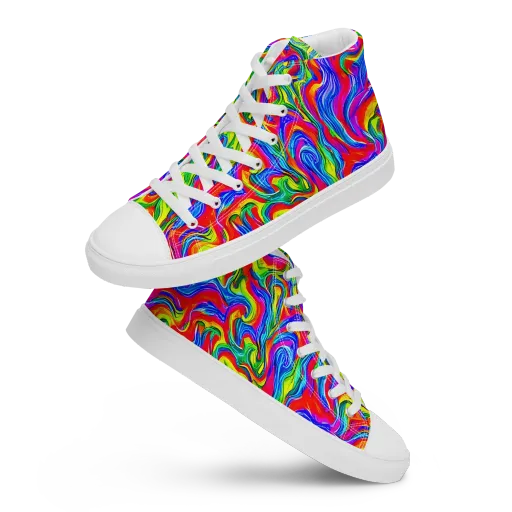 Color Storm on a Men's High Top Canvas Shoes