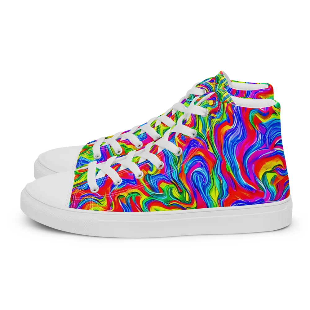 Color Storm on Women's High Top Canvas Shoes — Left