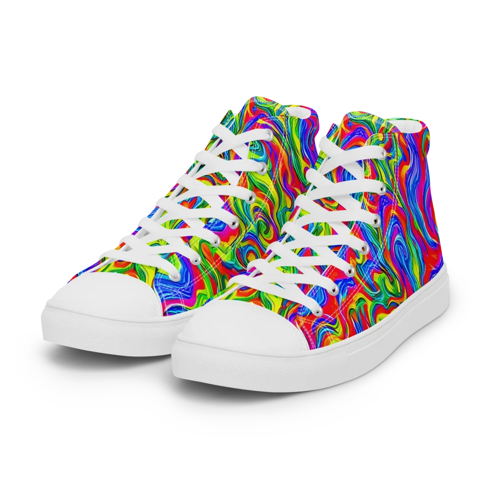 Color Storm on Women's High Top Canvas Shoes — Left Front