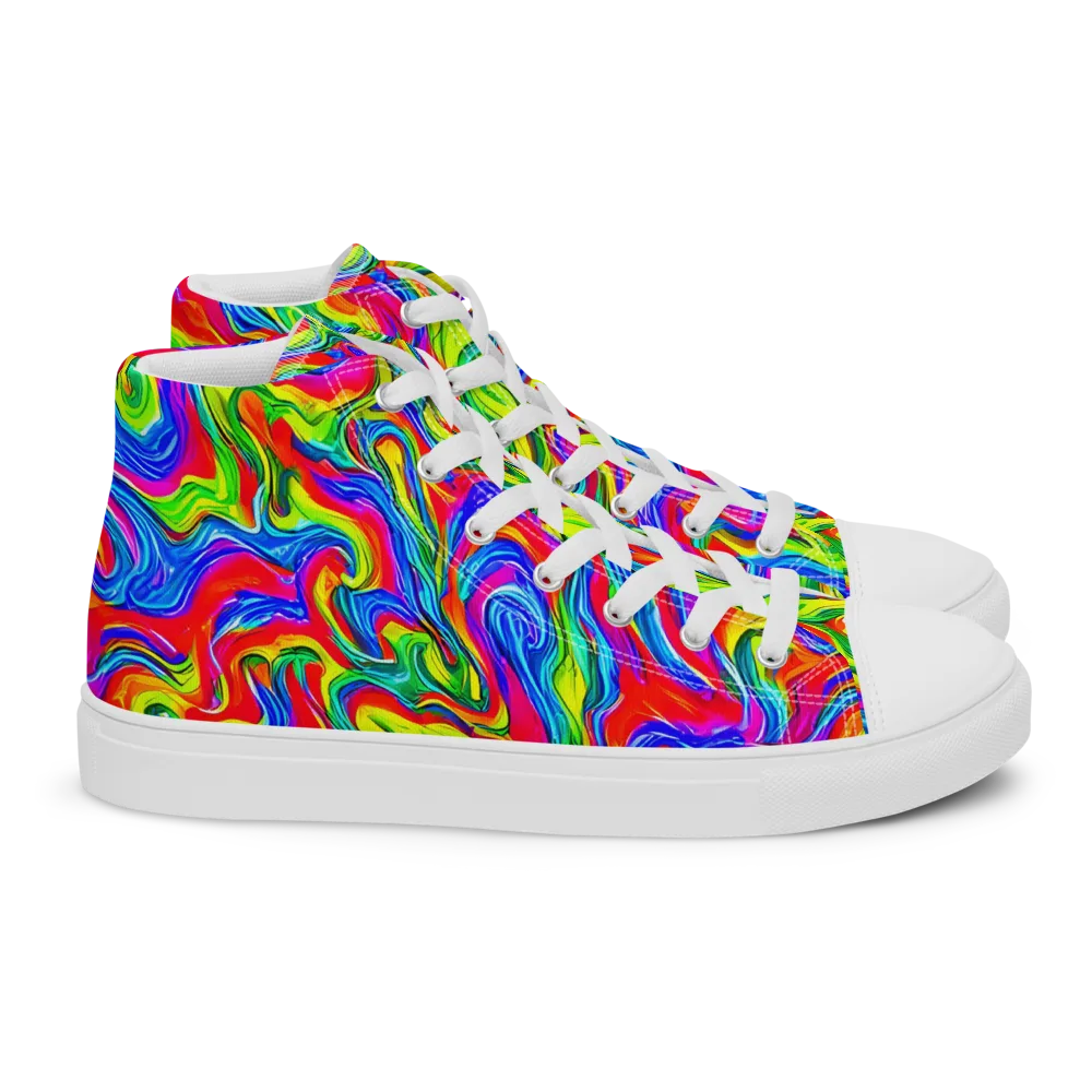 Color Storm on Women's High Top Canvas Shoes — Right
