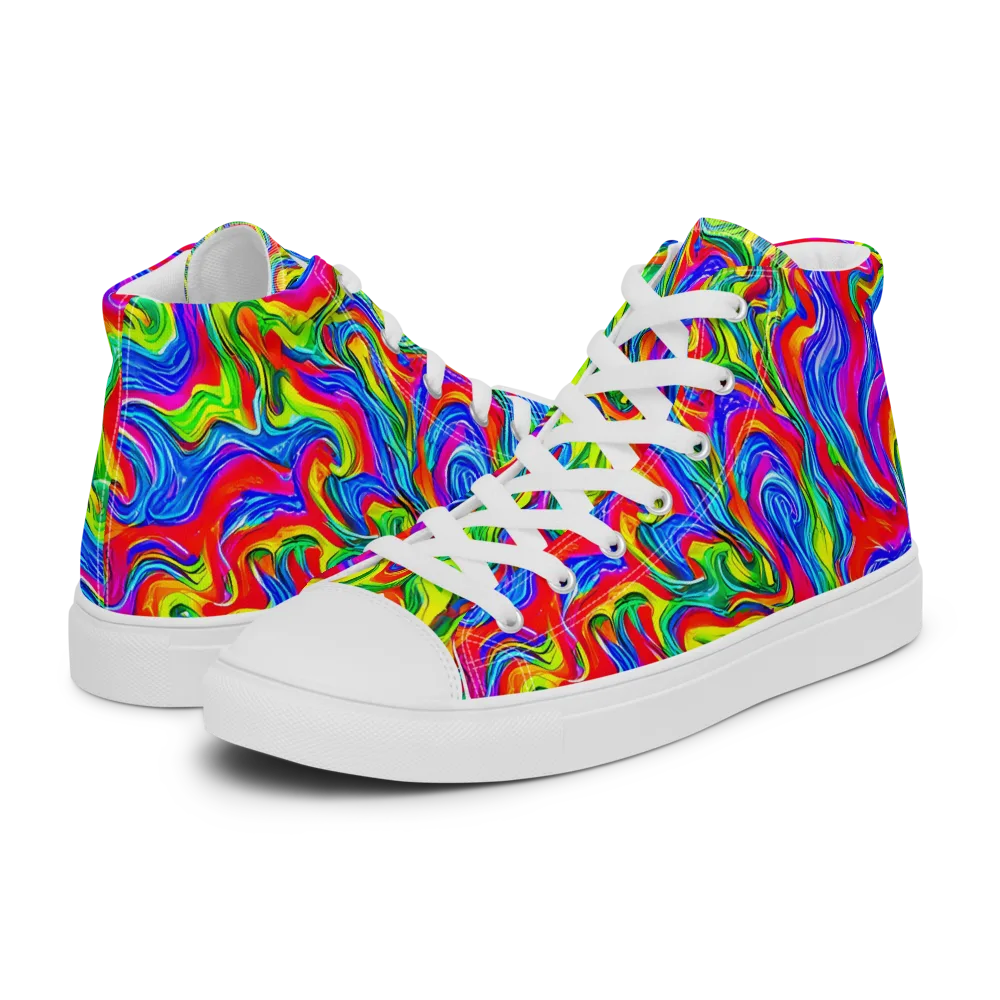 Color Storm on Women's High Top Canvas Shoes — Left