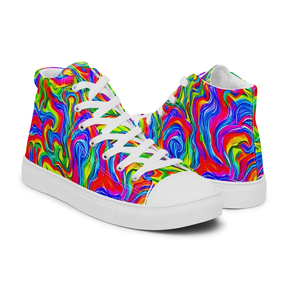 Color Storm on Women's High Top Canvas Shoes — Right