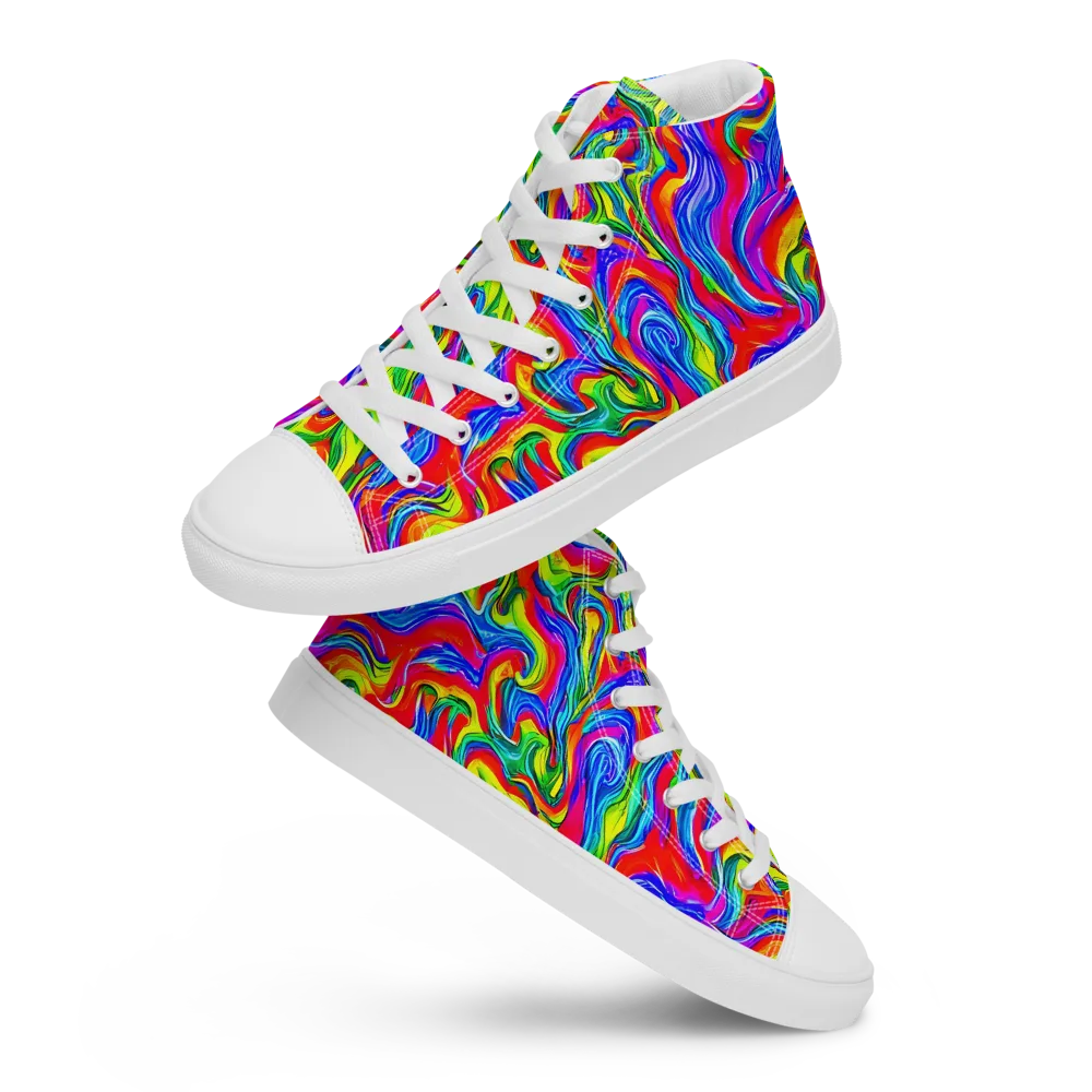 Color Storm on Women's High Top Canvas Shoes — Front