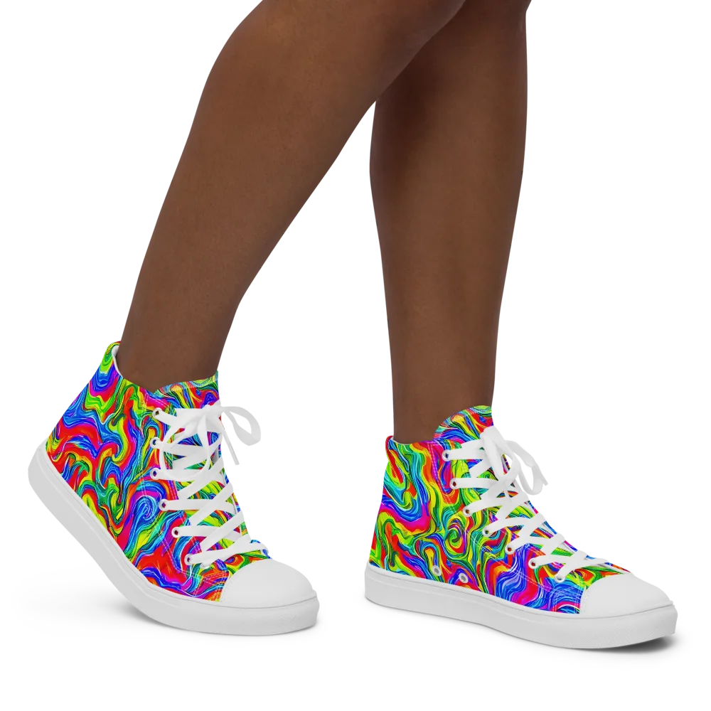 Color Storm on Women's High Top Canvas Shoes — Right