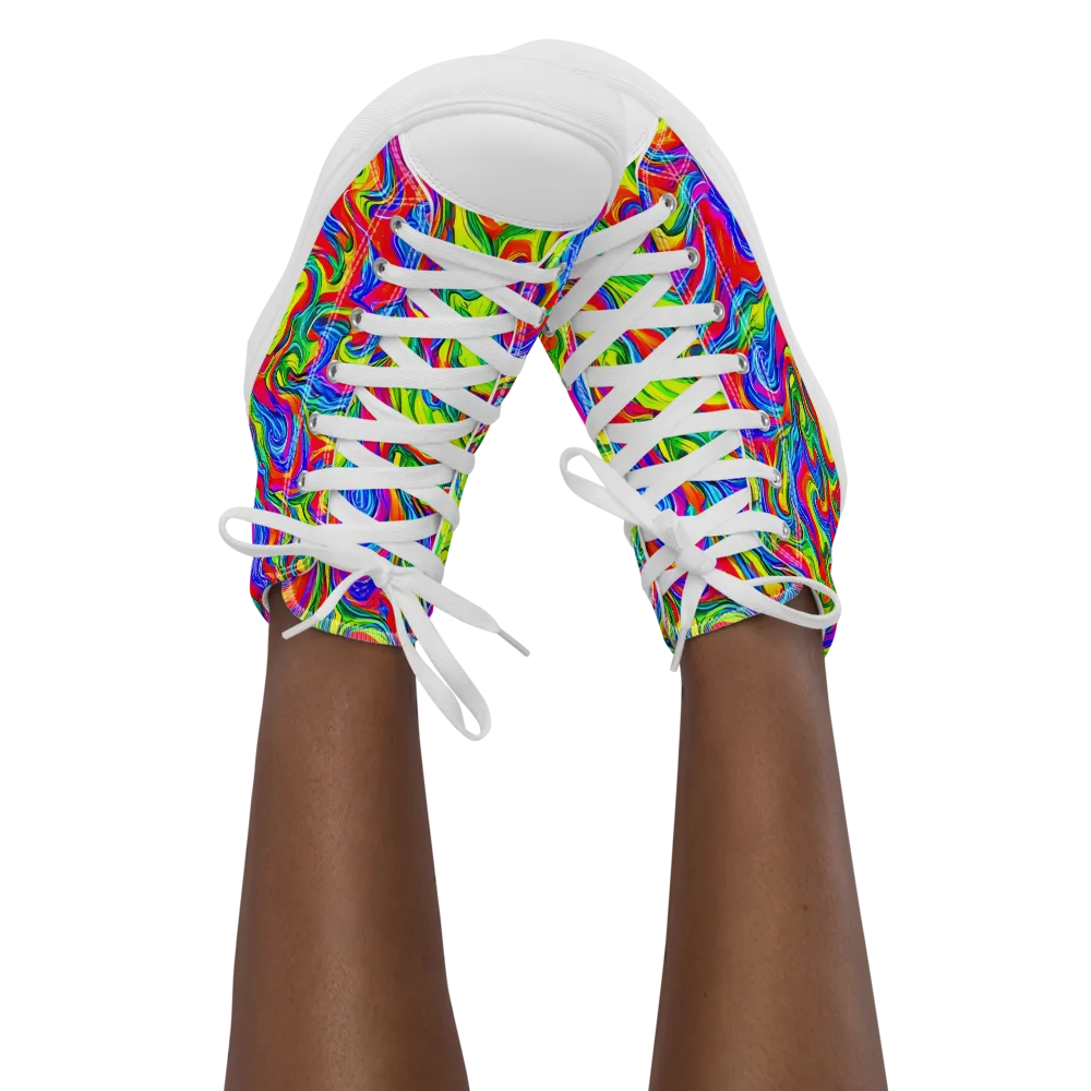Color Storm on Women's High Top Canvas Shoes — Front