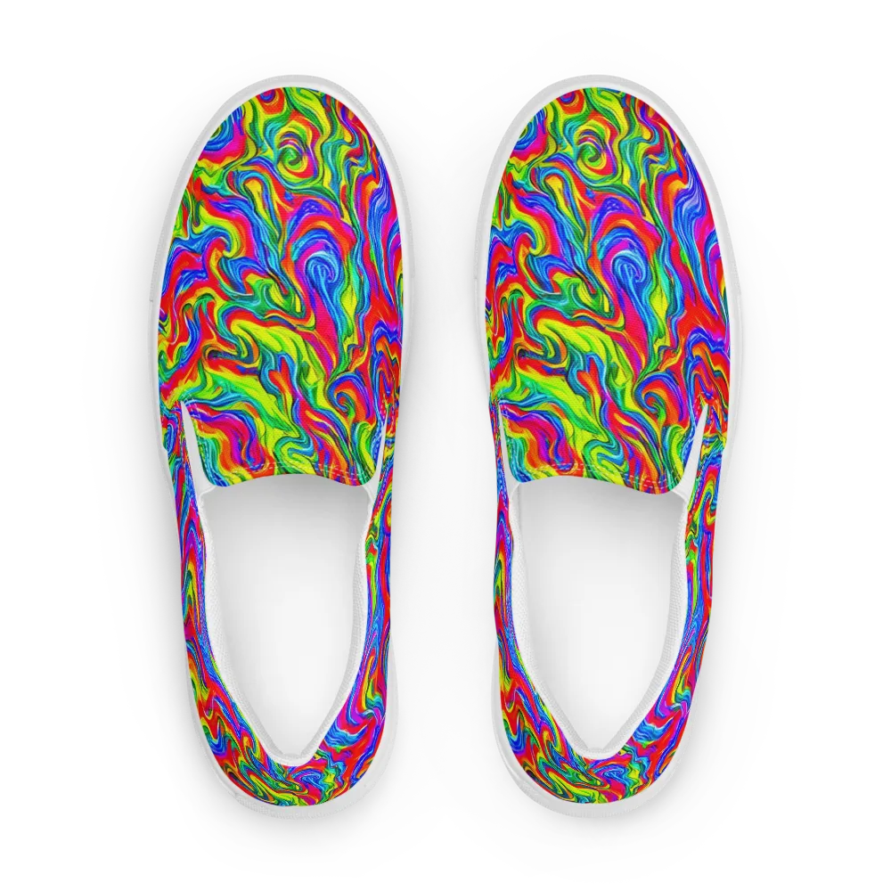Color Storm on Men's Slip-On Canvas Shoes — Front