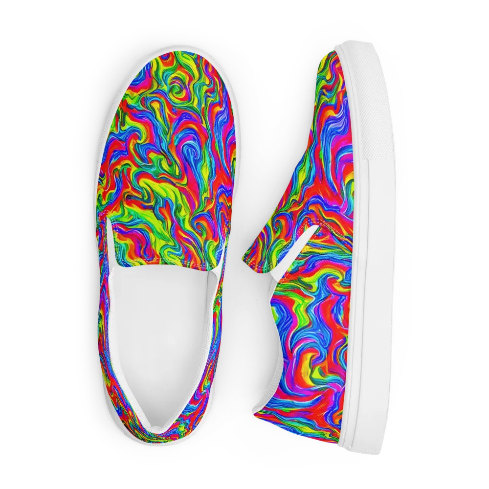 Color Storm on Men's Slip-On Canvas Shoes — Front