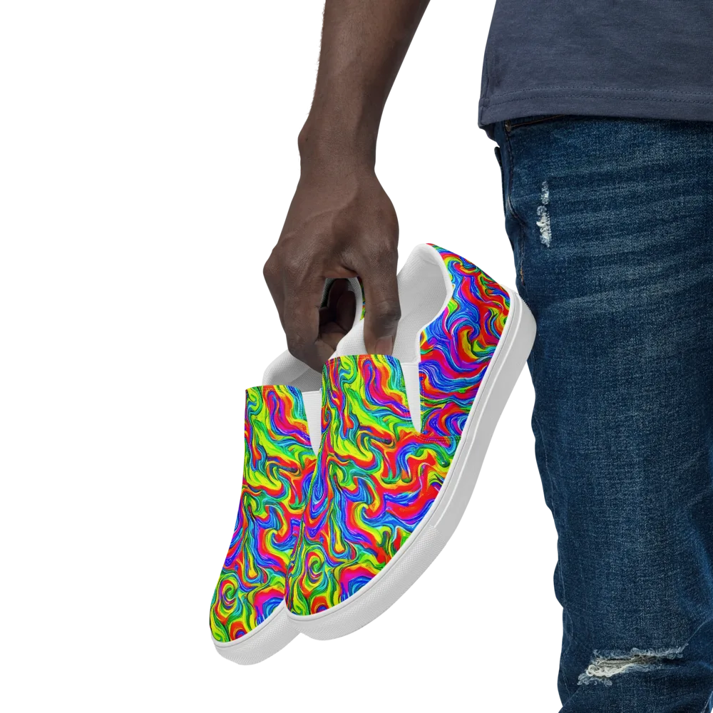 Color Storm on Men's Slip-On Canvas Shoes — Left Front