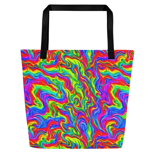 Color Storm on a Large Tote Bag W/ Pocket