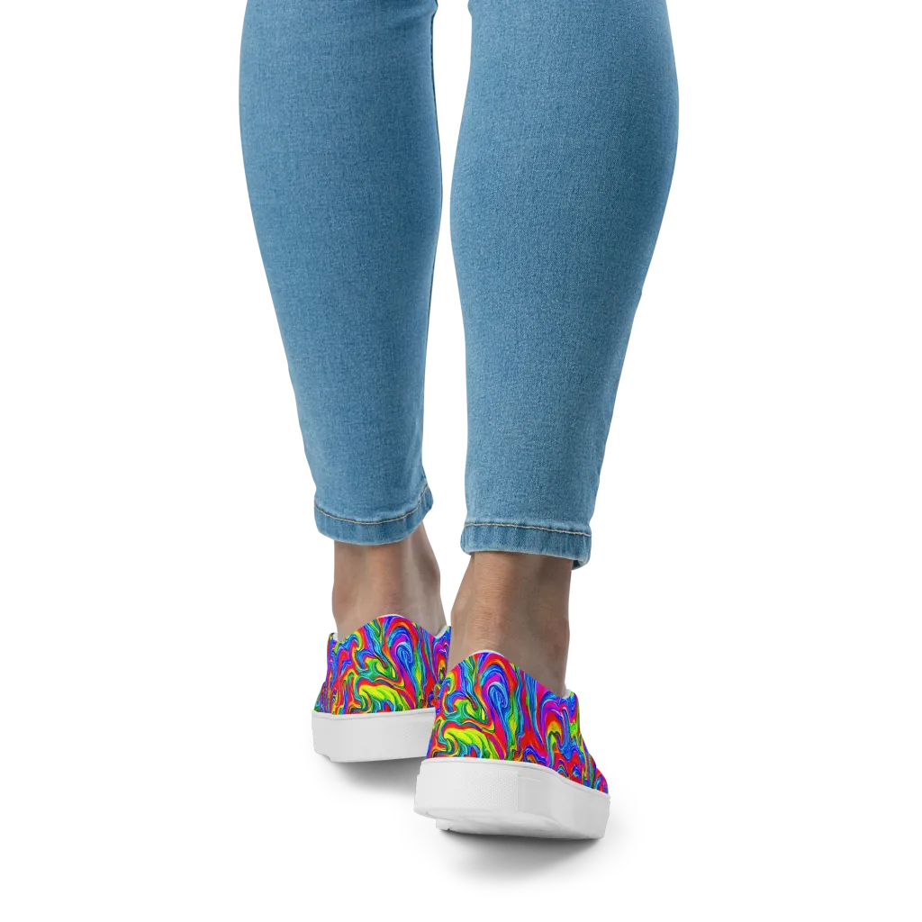 Color Storm on Women's Slip-On Canvas Shoes — Back
