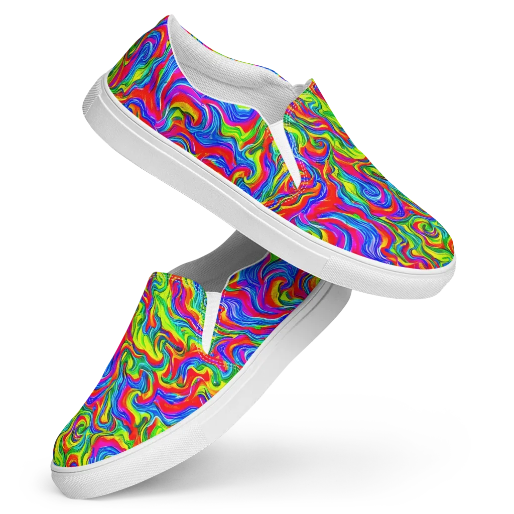 Color Storm on Women's Slip-On Canvas Shoes — Front