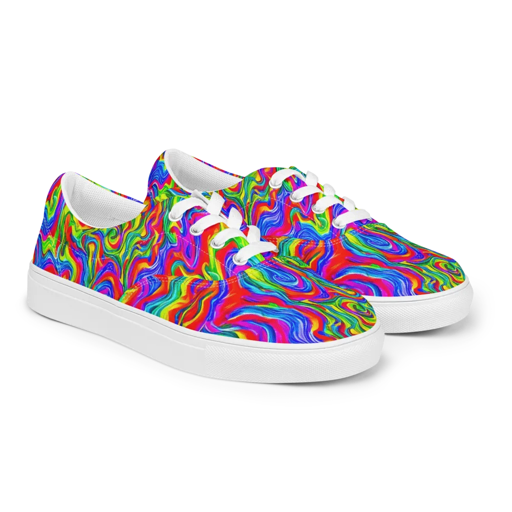 Color Storm on Men's Lace-Up Canvas Shoes — Right Front