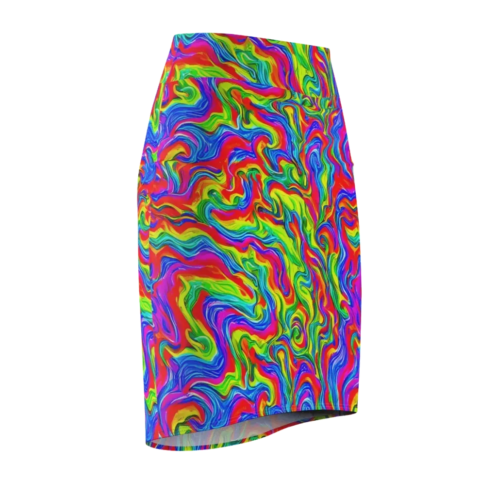 Color Storm on Pencil Skirt — Front Side
