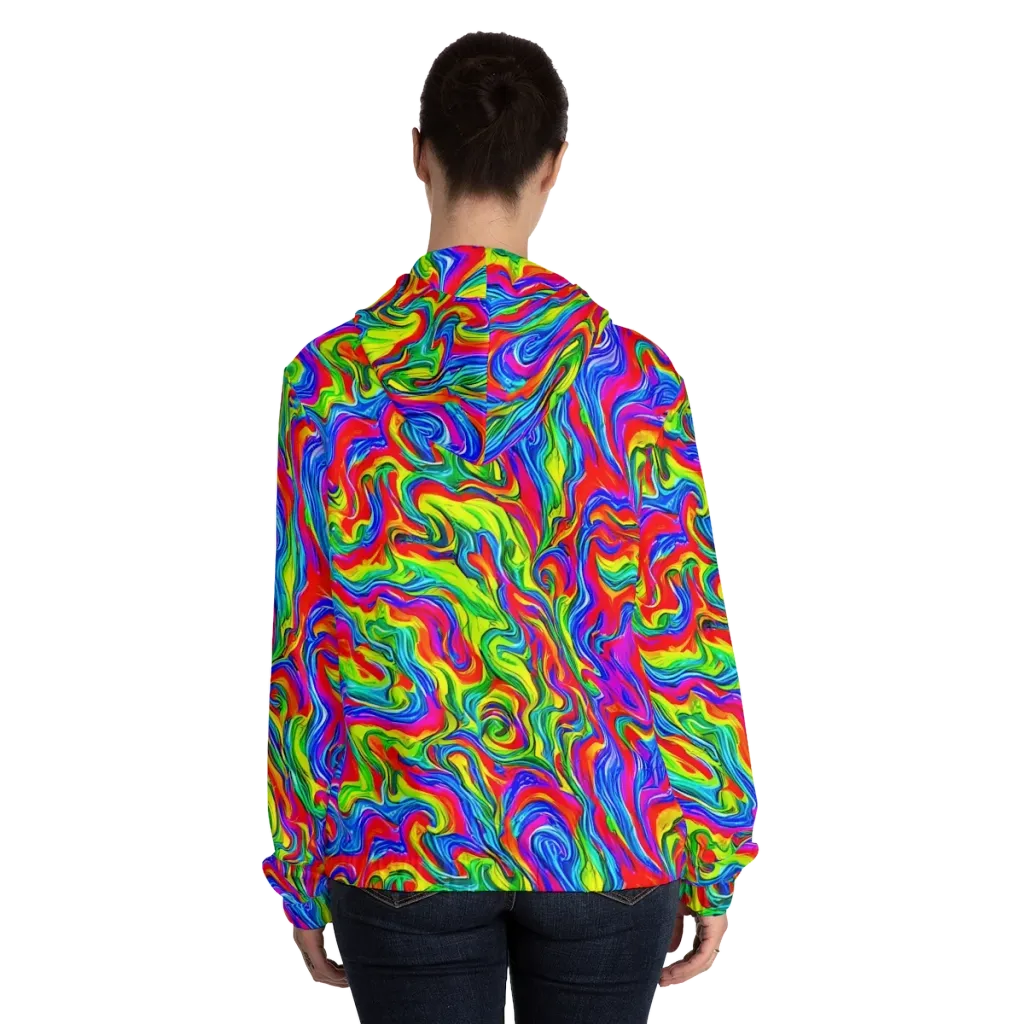 Color Storm on Women's Full-Zip Hoodie — Back On Person