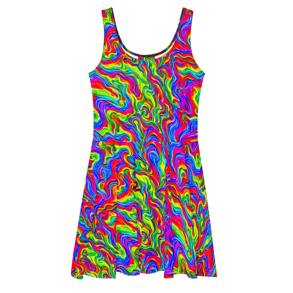 Color Storm on Skater Dress — Front