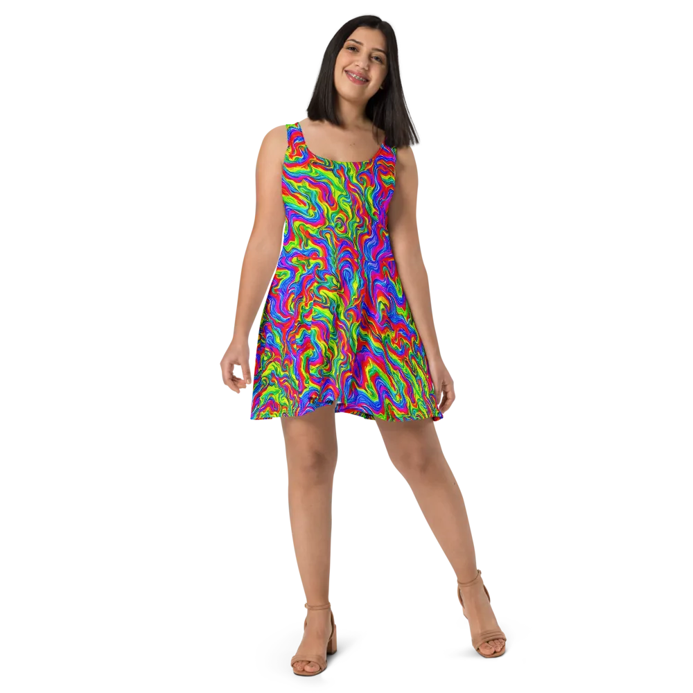 Color Storm on Skater Dress — Front