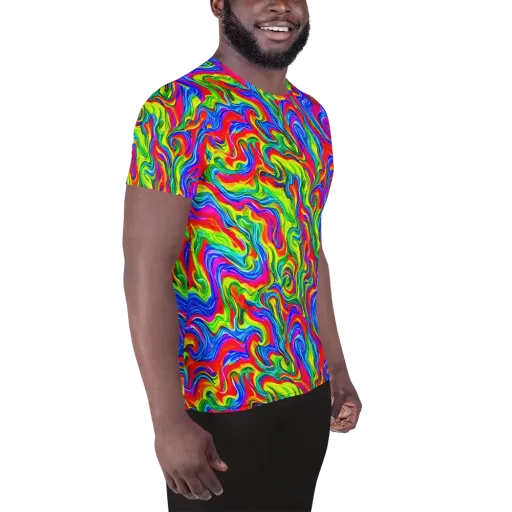 Color Storm on a Men's Athletic T-Shirt