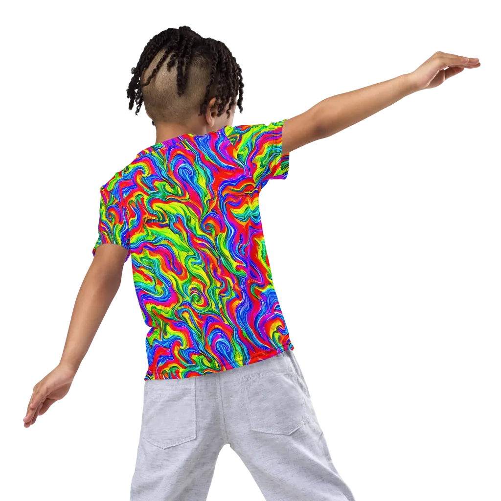 Color Storm on Kids Crew Neck T-Shirt — Back