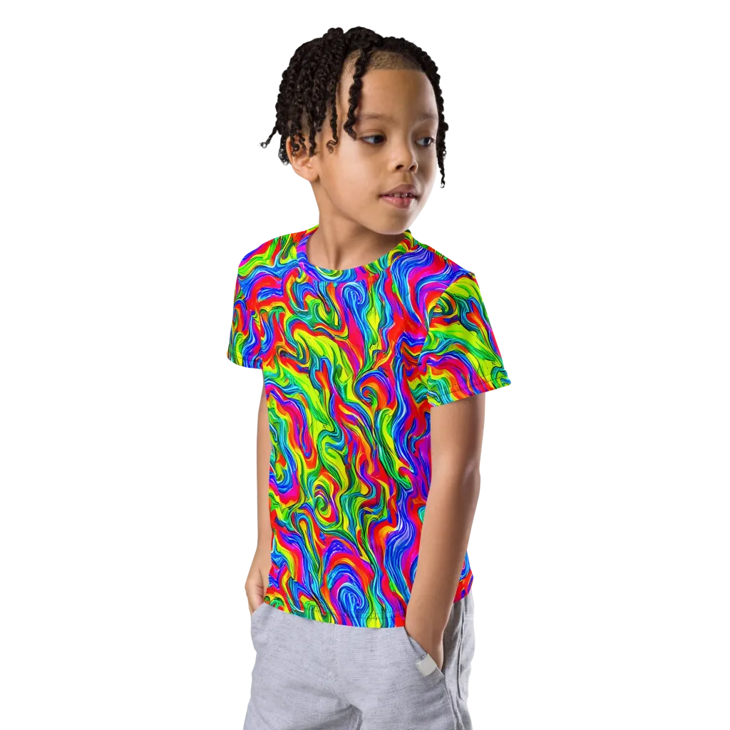 Color Storm on Kids Crew Neck T-Shirt — Left Front