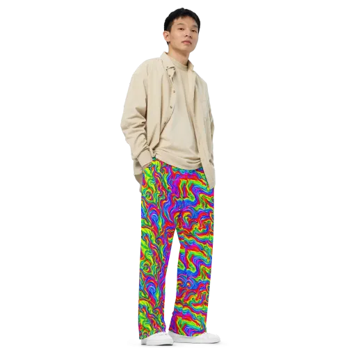 Color Storm on a Wide-Leg Pants