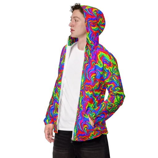Color Storm on a Men's Windbreaker