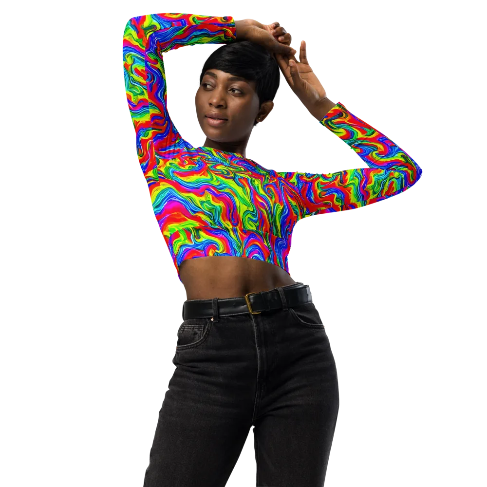 Color Storm on Long Sleeve Crop Top — Front